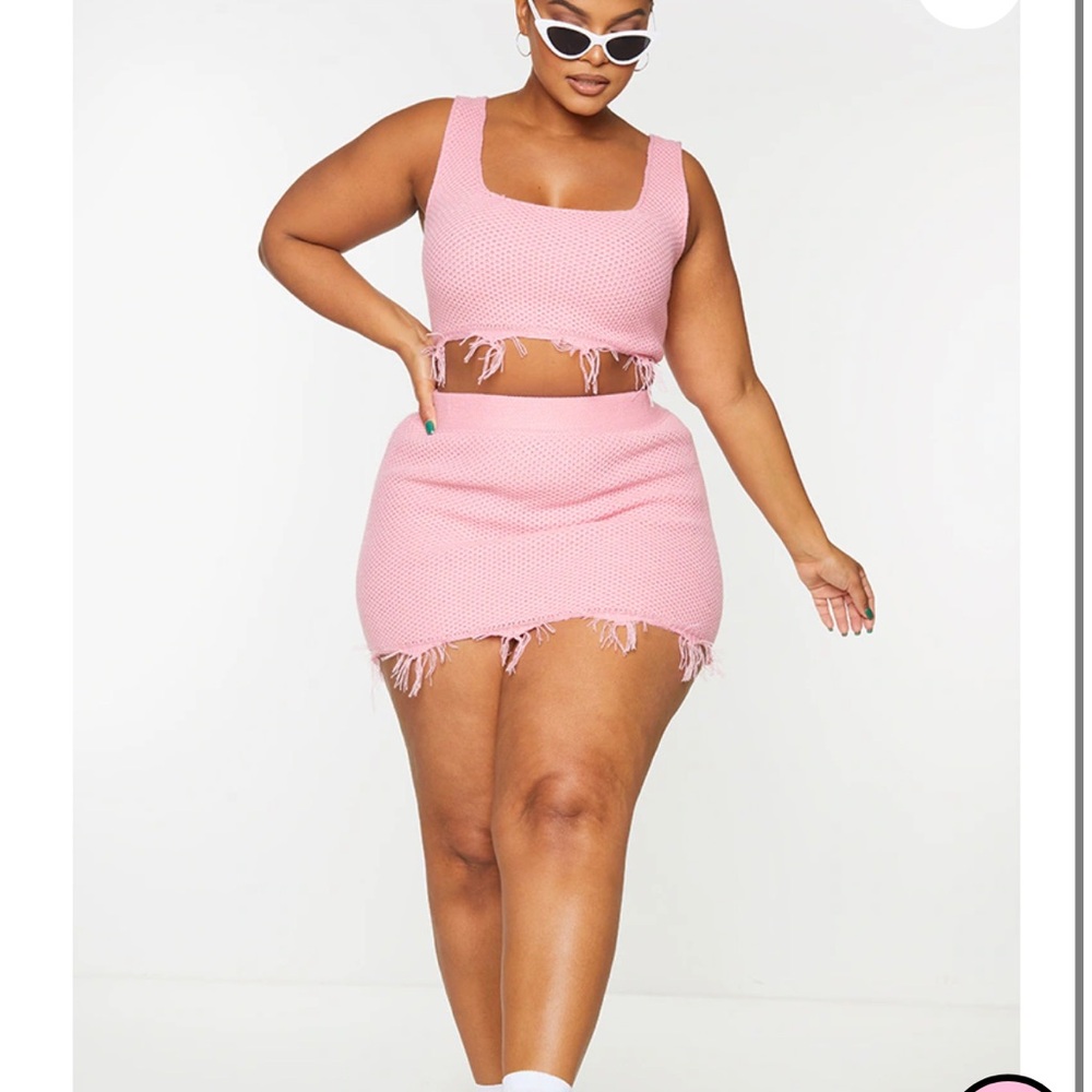 Plus Pink Knit Skirt set